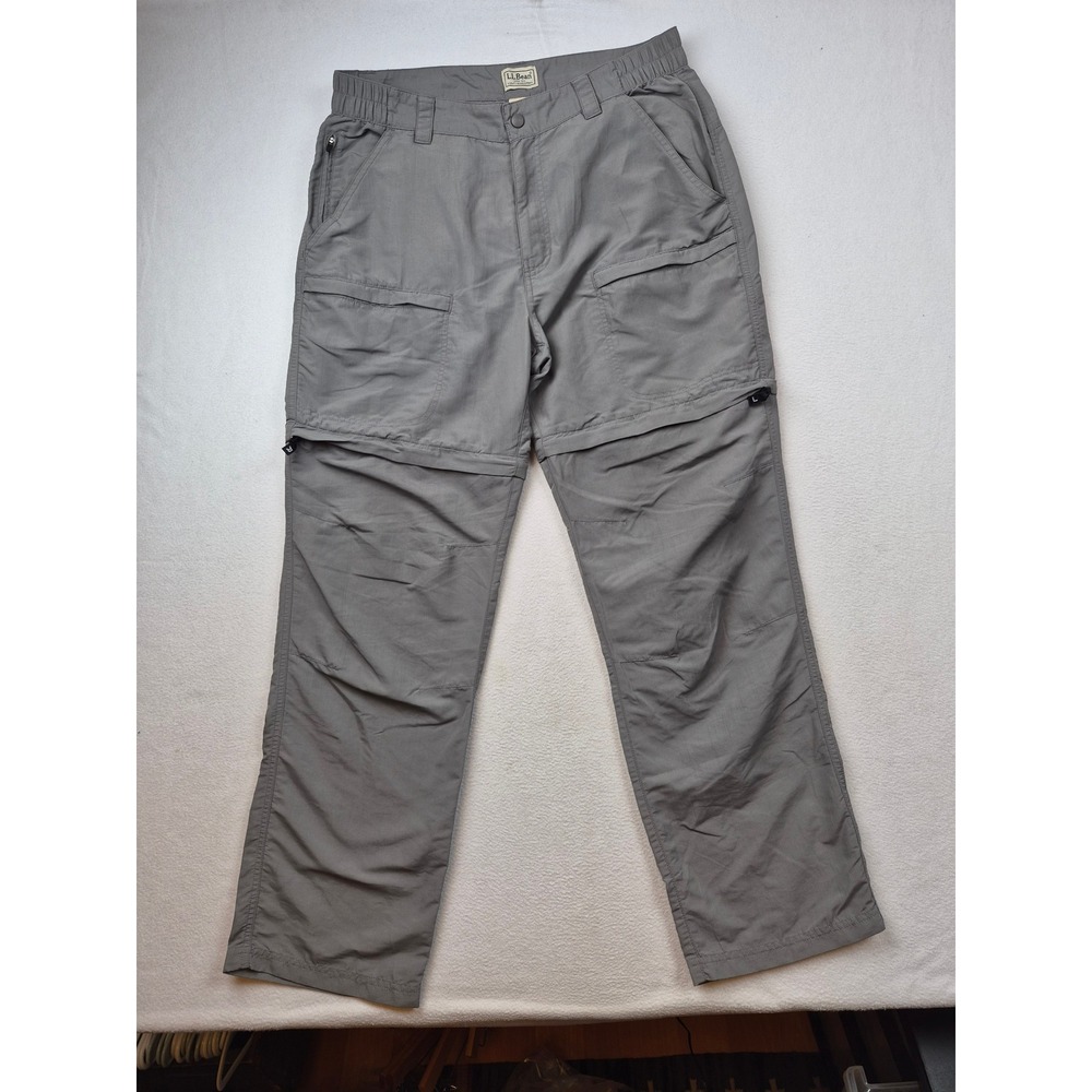LL Bean No Fly Zone Convertible Cargo Hiking Pants Gray Mens Medium Reg 281130